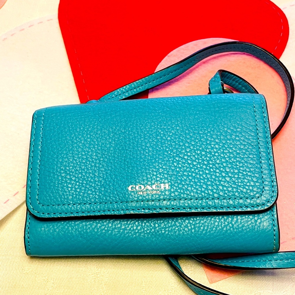 Small Leather Turquoise Coach Crossbody